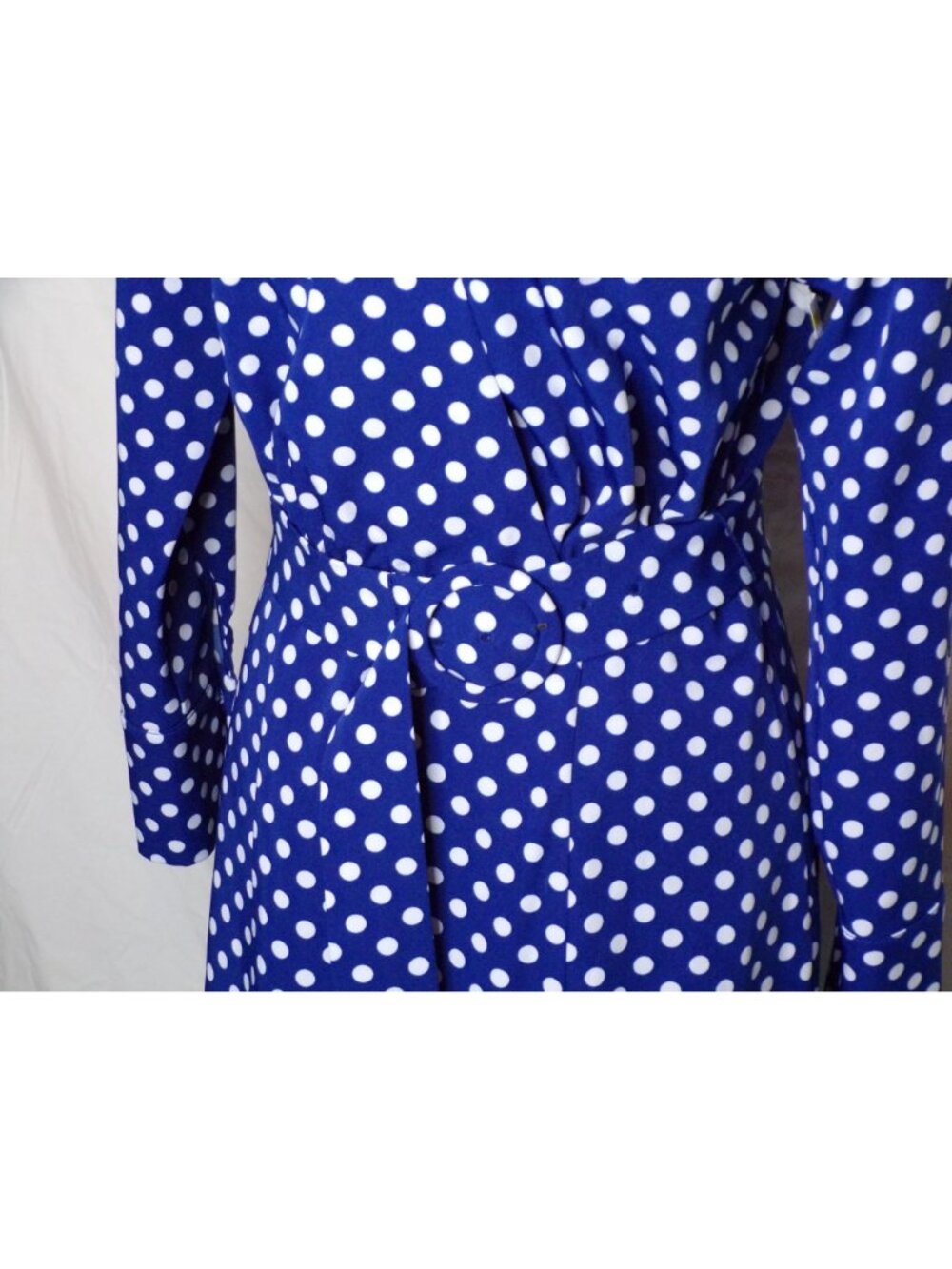 🆕1901 Polka Dot Wrap Long Sleeve Maxi Dress Blue Small (4-6) - Picture 8 of 12